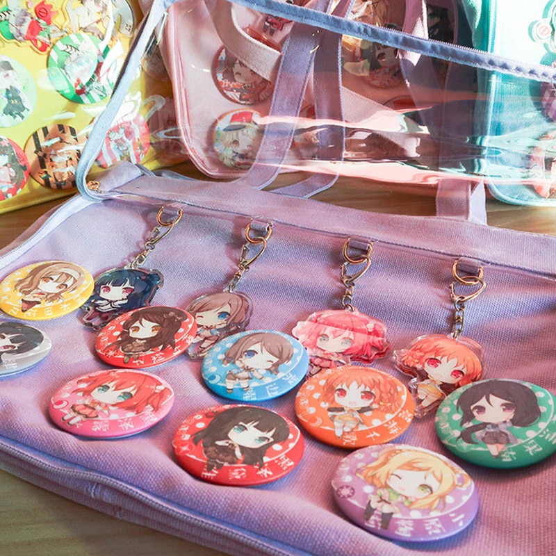 ita bag world Japanese Lolita Transparent Shoulder Bag Canvas Single Side Transparency Handbag For Dango Badge Show Ita Bag