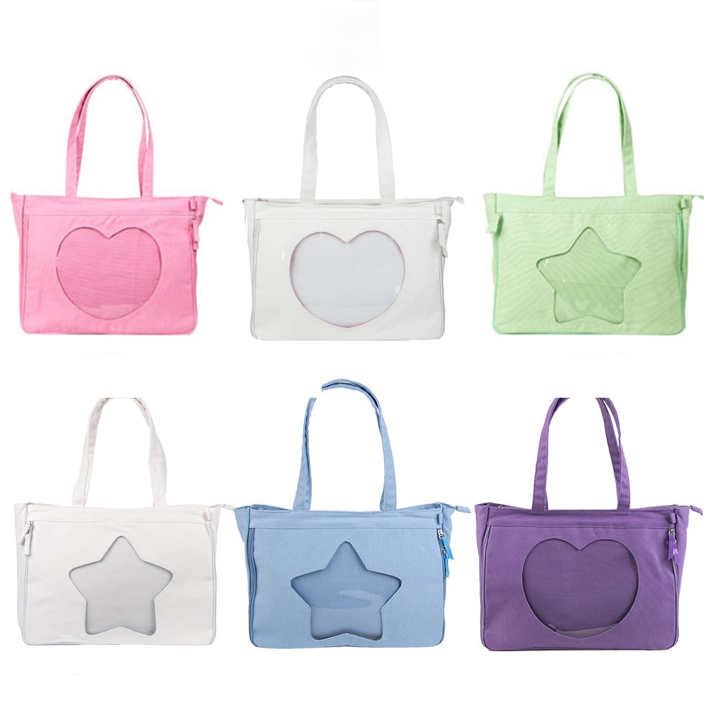 Comic Show Dolls Canvas Bag Sweet Lolita Star Heart shaped Transparent Clear Girs Itabag Shoulders Bag 6 - Ita Bag World