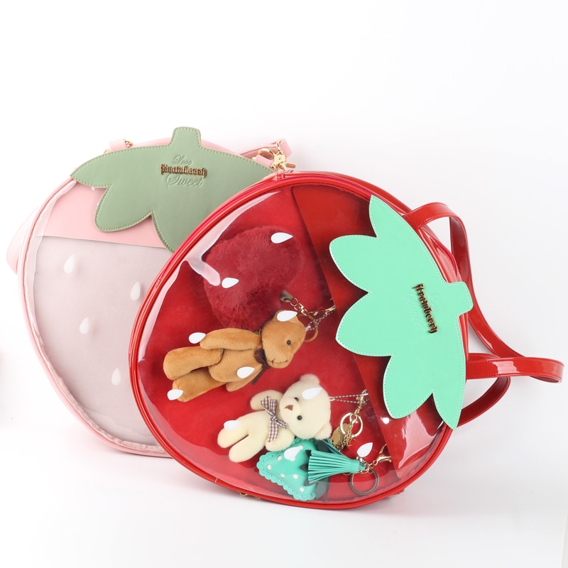 Strawberry Bags Kawaii Clear Transparent Lolita Harajuku Women Shoulder Bags Candy Color Lovely Ita Bag Sweet 6 - Ita Bag World