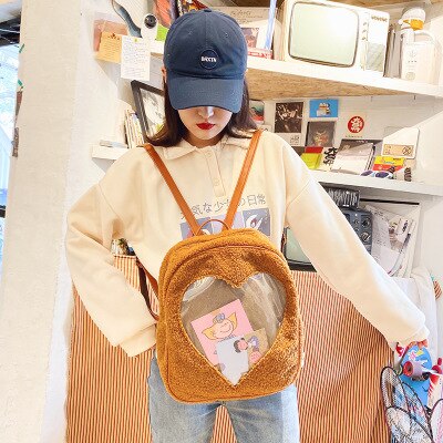 2020 Women Corduroy transparent love student schoolbag female Korean backpack ita bag 2 - Ita Bag World