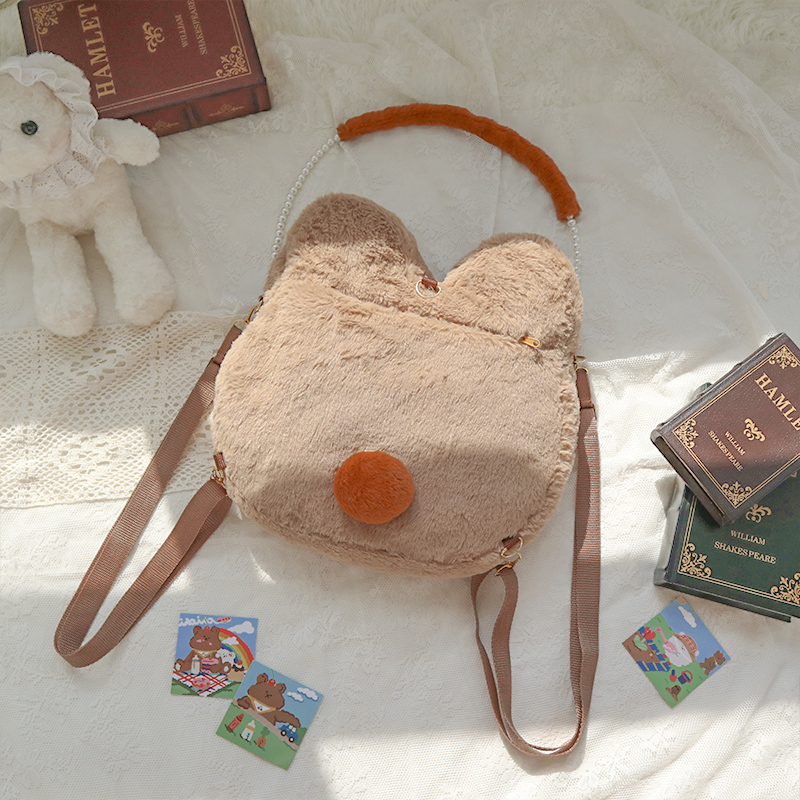20cm Lolita Girl Lovely Plush Bear Ear Doll Shown Itabag Kawaii Backpack Anime Handbag Handmade Messenger Big Transparent Bag