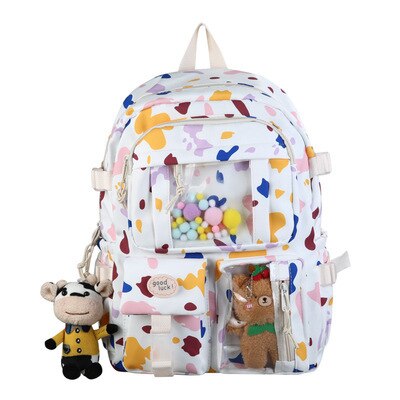 Cow pattern school bag 2021 Japanese ins style student school bag female vintage sense cute - Ita Bag World