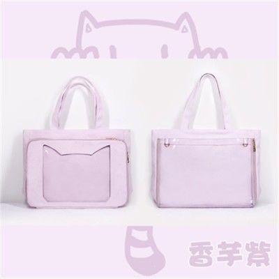 Japanese Lolita Cute Cat Head Shape Transparent JK Uniform Itabag double sided Canvas Girl Shoulder Bag 5 - Ita Bag World