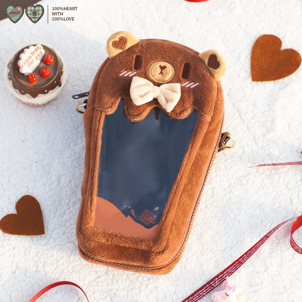Super Cute Chocolate Bear Plush Transparent Ita Bag Handbag OB11 Bjd Doll Display Lolita Girl Kawaii 6 - Ita Bag World