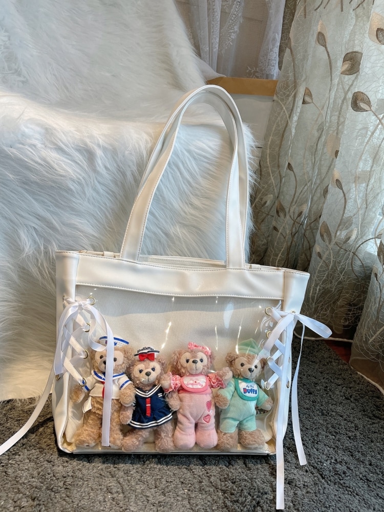 Classic ItaBag Ribbons Shoulder Bags Women Japanese Transparent One sided Canvas Soft Girls Lovely Little Fresh Clear Ita Bag