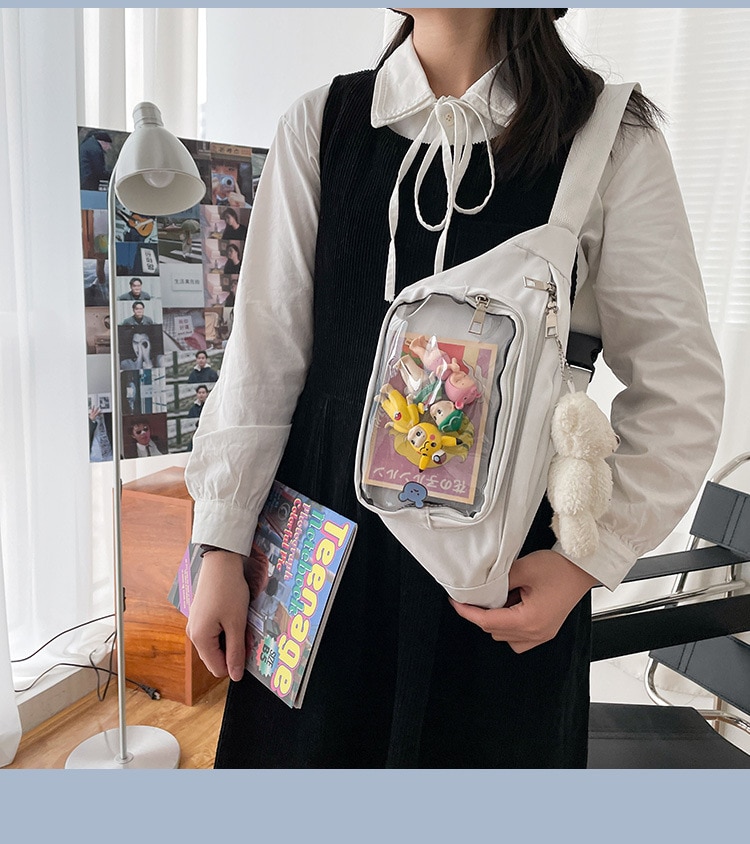 Ita Bag Ladies Crossbody Chest Bag Transparent Pocket Display Anime Pins Dolls Black Pink Kawaii Itabag Shoulder Chest Mini Bag