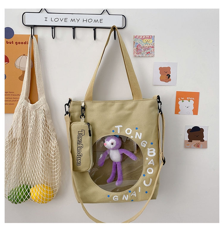 Ita Bag Shoulder Bag - Cartoon Doll Girl Canvas Itabag Shoulder Bag