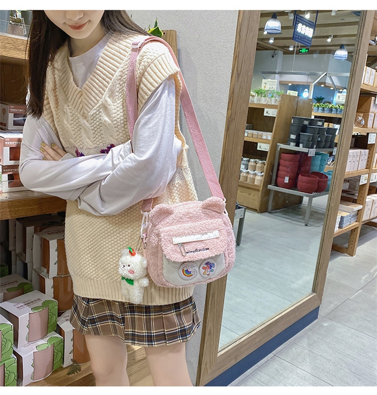 Ita Bag Shoulder Bag - Girls Japanese Plush Crossbody Bag Kawaii Bear Small Bag