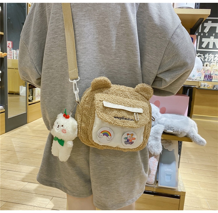 Ita Bag Shoulder Bag - Girls Japanese Plush Crossbody Bag Kawaii Bear Small Bag