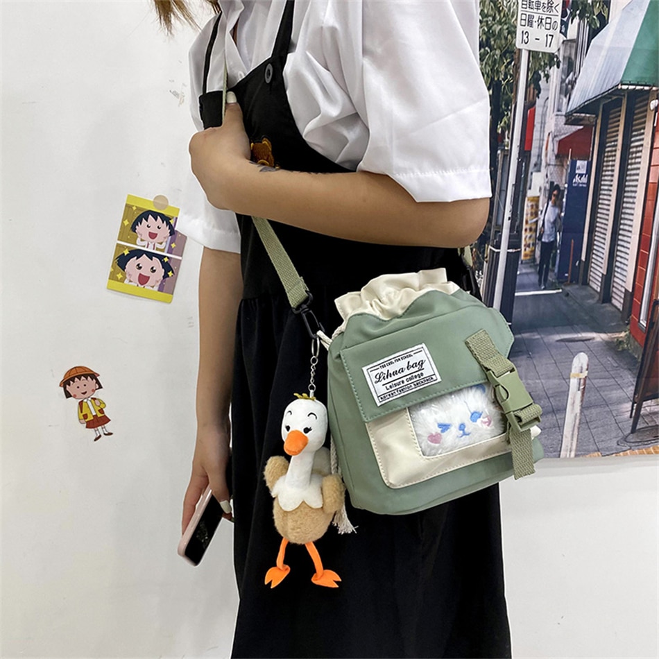 Ita Bag Shoulder Bag - Nylon Women Satchel Lovely Cartoon Girl Bucket Bags