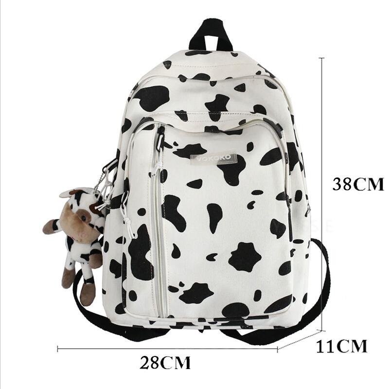 Kawaii Milk Cow Print Student Backpack | Ita Bag World
