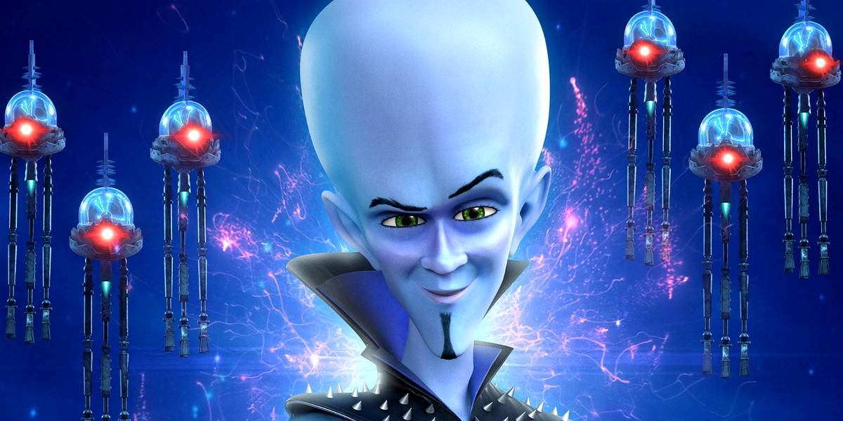 megamind in front of glowing robots - Ita Bag World